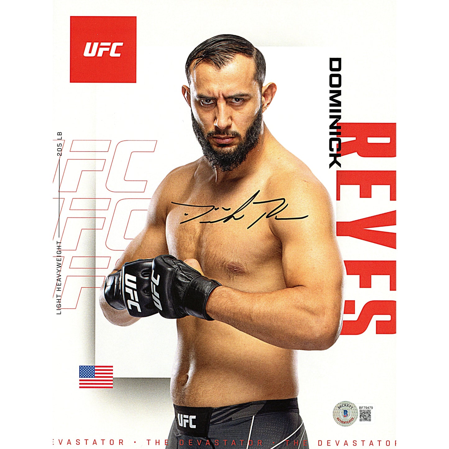Dominick Reyes Autographed 8.5x11" UFC Photo  — Beckett Authentication