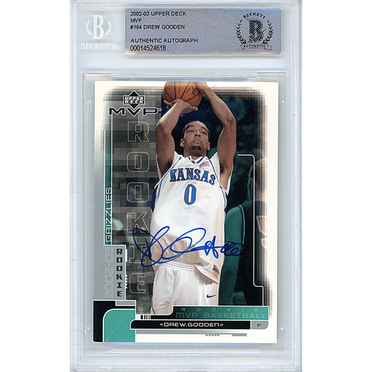 2002-03 Upper Deck MVP #194— Drew Gooden Kansas Jayhawks Autographed Trading Card — Beckett Authentication