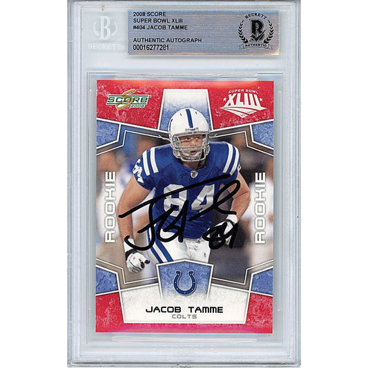 2008 Score #404 — Jacob Tamme Indianapolis Colts Autographed Trading Card — Beckett Authentication