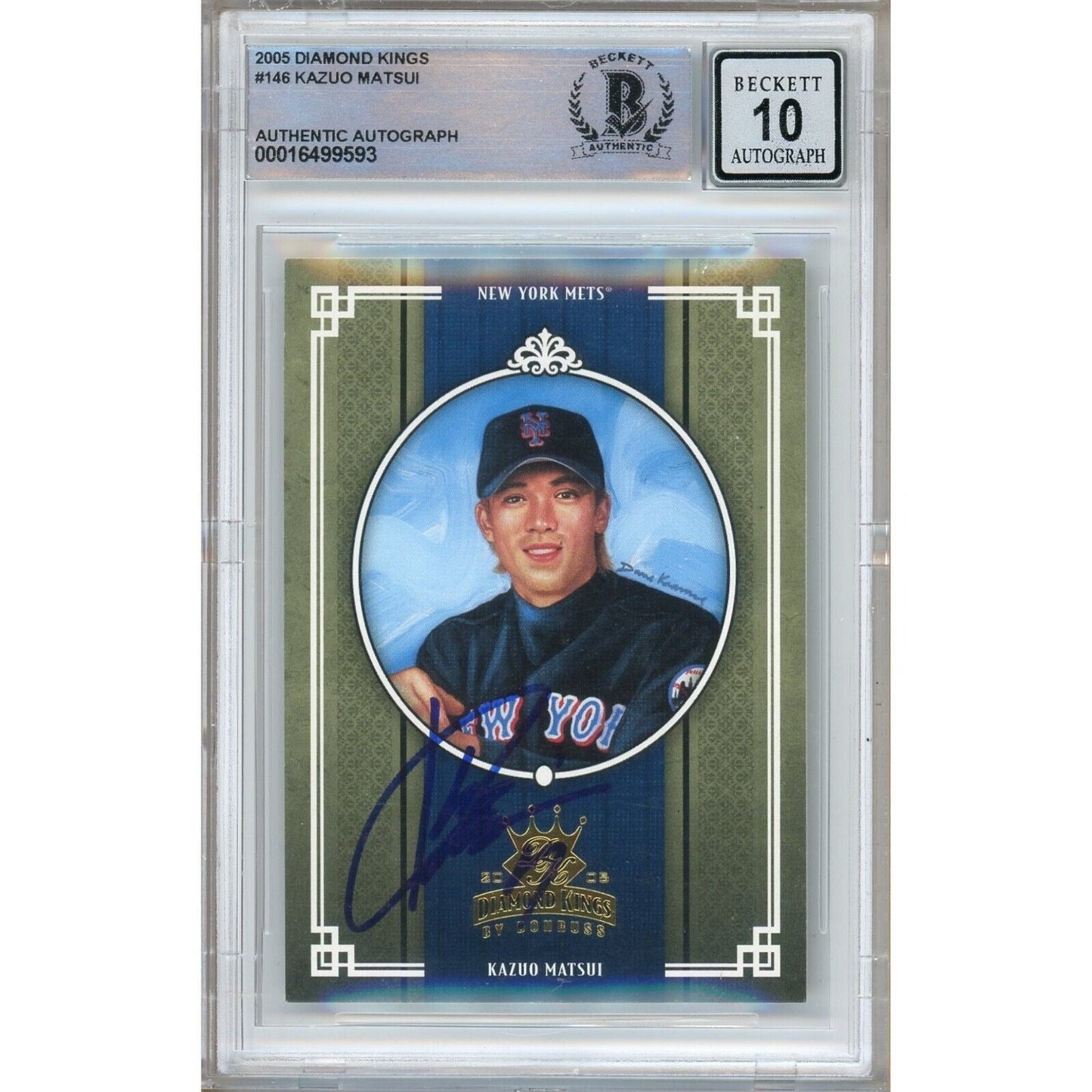 2005 Donruss Diamond Kings — Kaz Matsui New York Mets Autographed Trading Card — Beckett Authentication