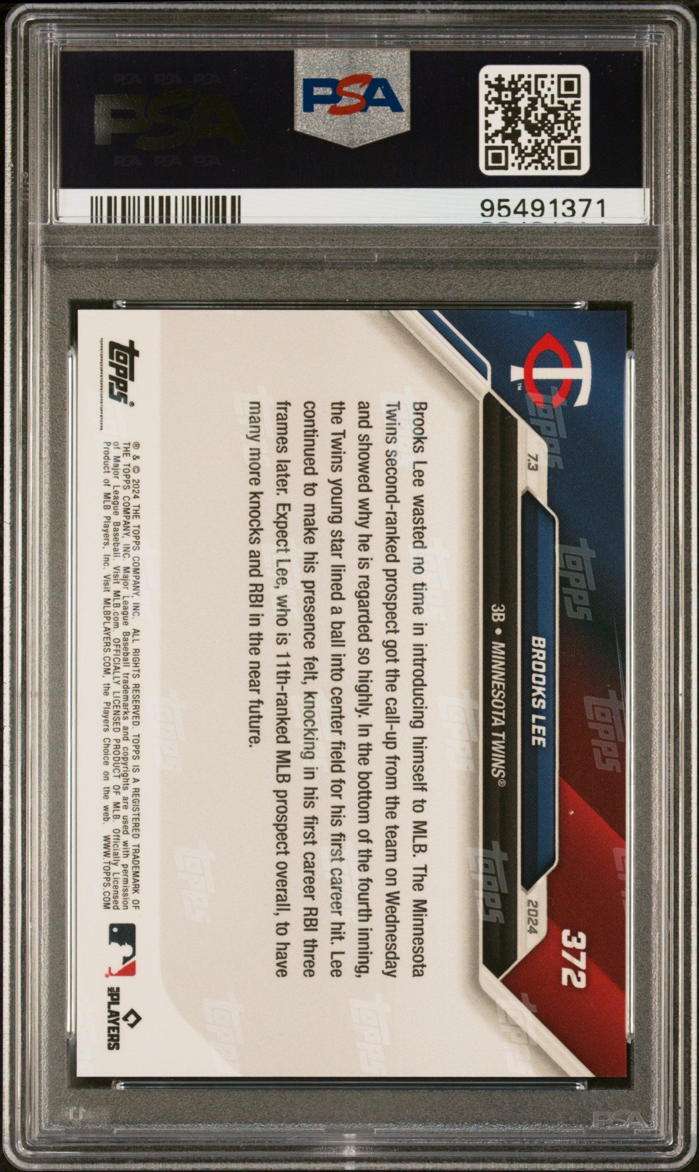 Graded 2024 Topps Now Brooks Lee #372 Rookie RC Baseball Card PSA 10 Gem Mint