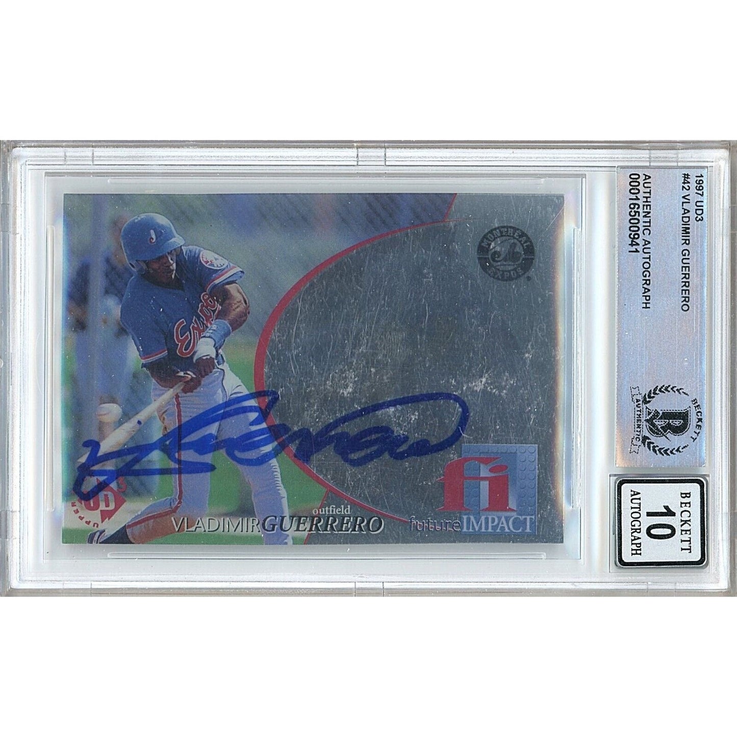 Vladimir Guerrero Montreal Expos Signed 1997 UD3 Rookie Card BGS Auto 10 Graded Slab