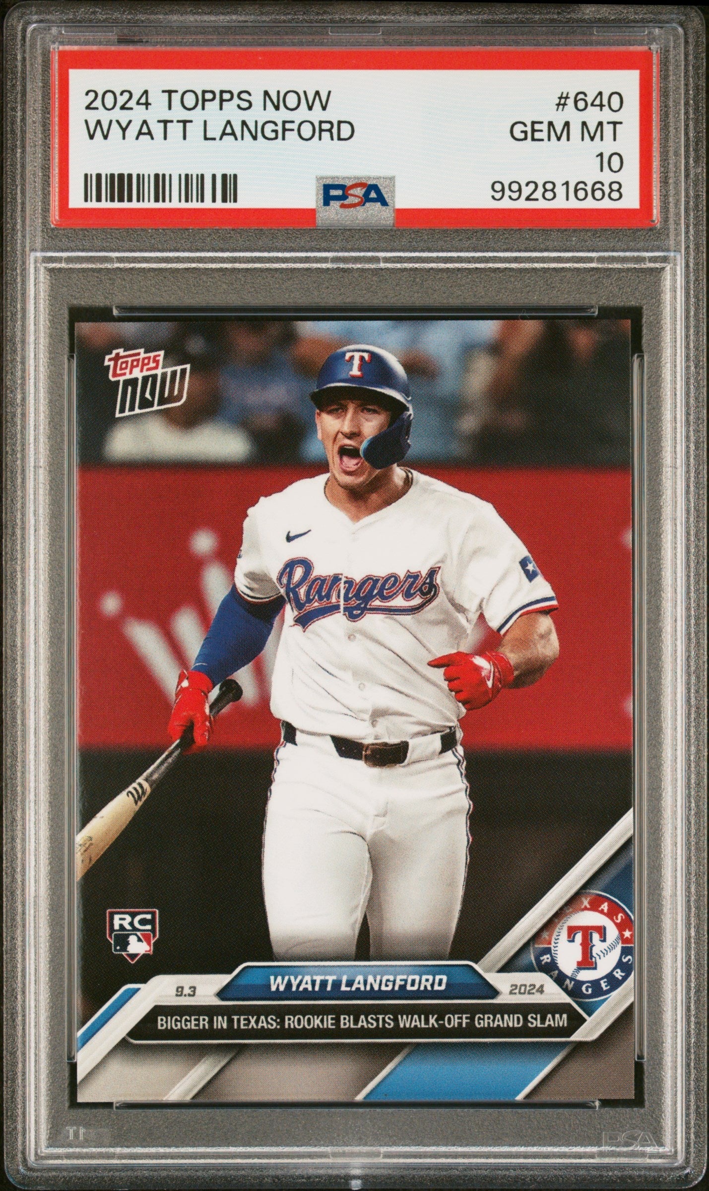 Graded 2024 Topps Now Wyatt Langford #640 Rookie RC Baseball Card PSA 10 Gem Mint