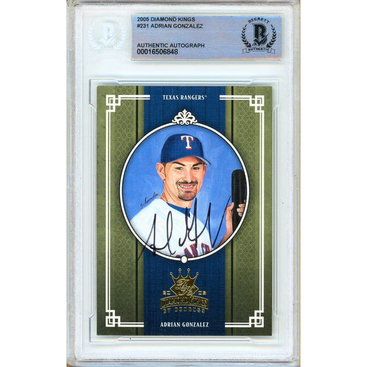 2005 Donruss Diamond Kings #231 — Adrian Gonzalez Texas Rangers Autographed Trading Card — Beckett Authentication
