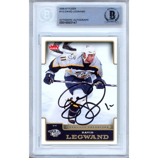 2006-07 Fleer #112 — David Legwand Nashville Predators Autographed Trading Card — Beckett Authentication