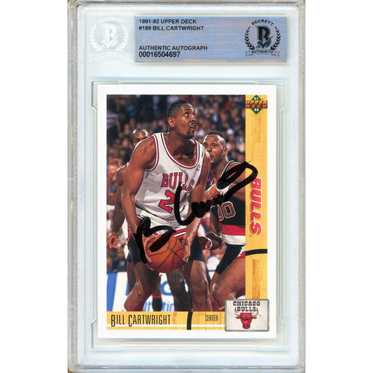 1991-92 Upper Deck #189 — Bill Cartwright Chicago Bulls Autographed Trading Card — Beckett Authentication