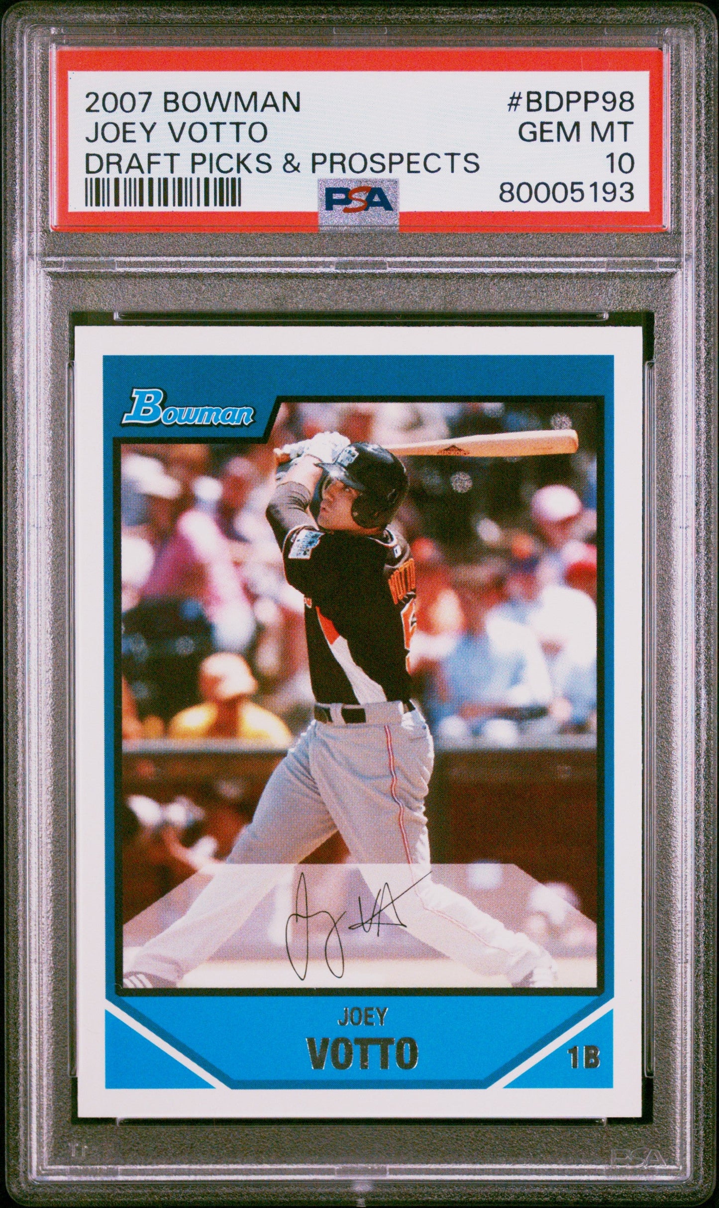 Graded 2007 Topps Bowman Joey Votto #BDPP98 Draft Picks & Prospects Rookie RC Baseball Card PSA 10 Gem Mint