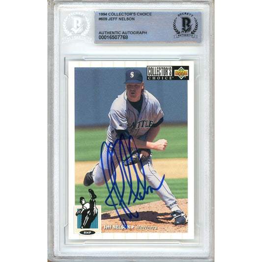 1994 UD Collectors Choice #609 — Jeff Nelson Seattle Mariners Autographed Trading Card Beckett Authentication