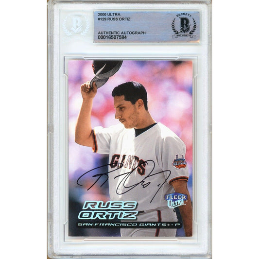Russ Ortiz San Francisco Giants Signed 2000 Fleer Ultra Card Beckett Authentic Auto Slab