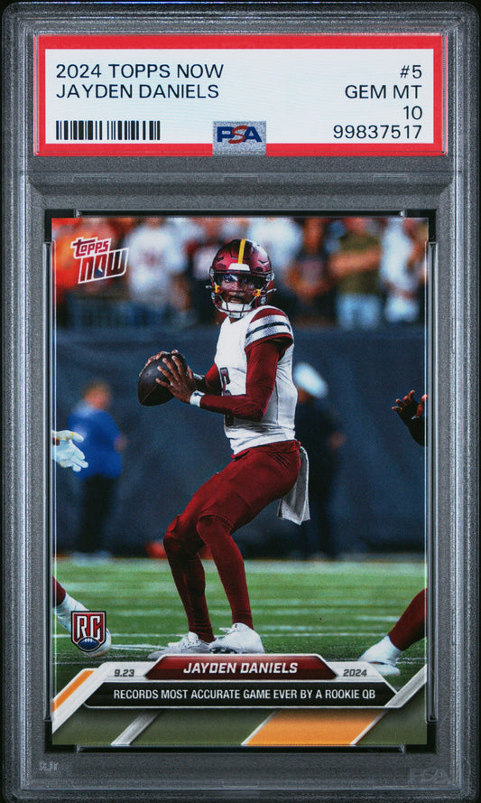Graded 2024 Topps Now Jayden Daniels #5 Rookie RC Football Card PSA 10 Gem Mint