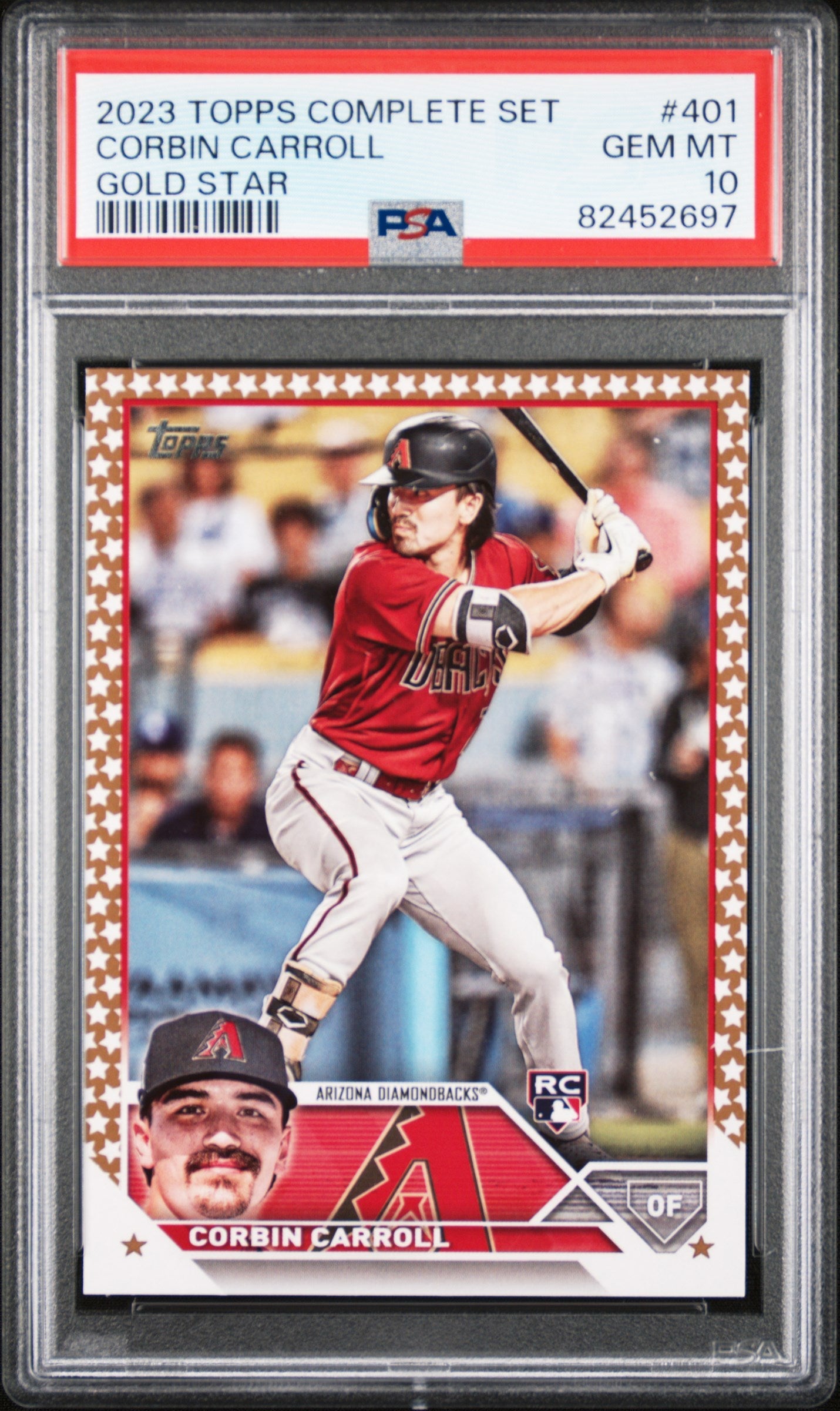 Graded 2023 Topps Corbin Carroll #401 Gold Star Rookie RC Baseball Card PSA 10 Gem Mint
