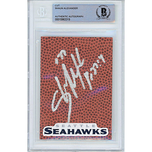 Shaun Alexander Seattle Seahawks Signed Football Sig Cut Beckett Authentic Auto Slab