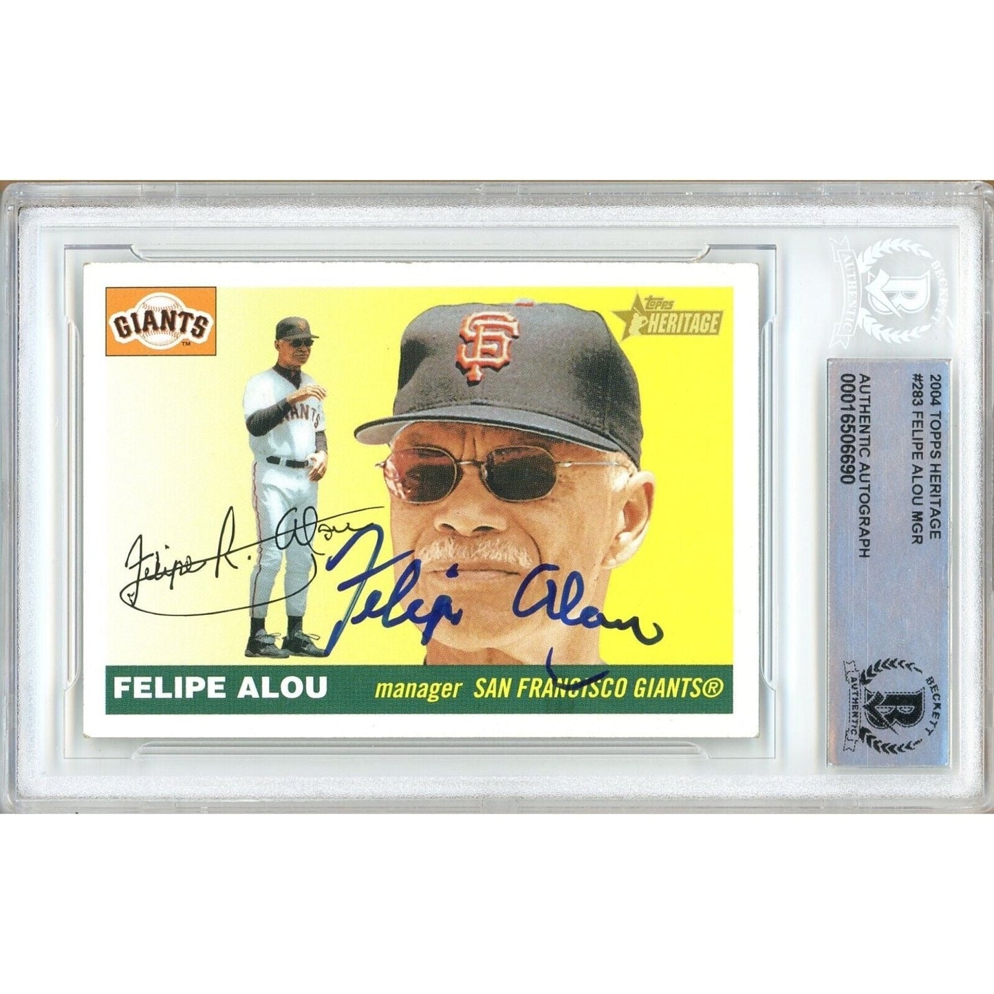 2004 Topps Heritage #283 — Felipe Alou San Francisco Giants Autographed Trading Card — Beckett Authentication