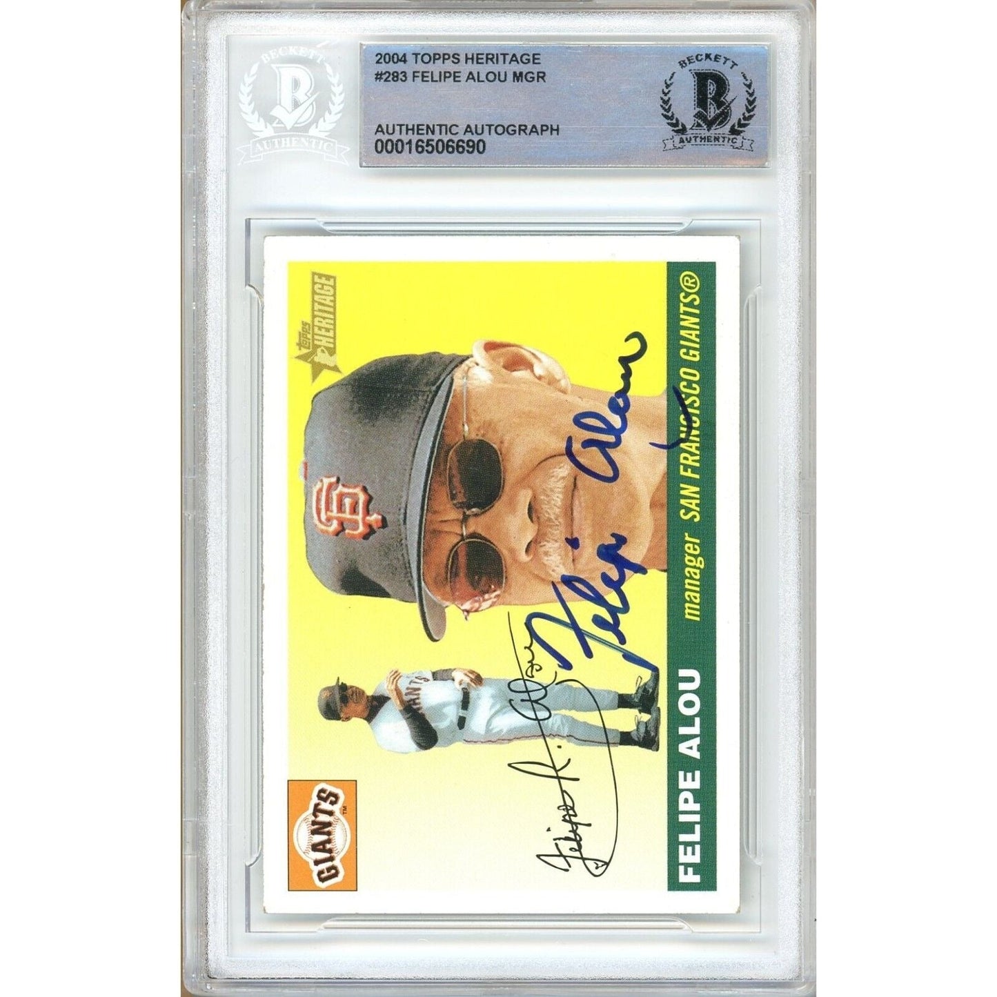 2004 Topps Heritage #283 — Felipe Alou San Francisco Giants Autographed Trading Card — Beckett Authentication