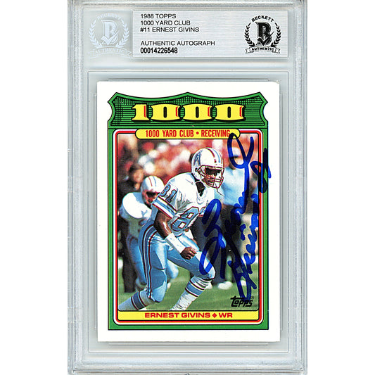 1988 Topps 1000 Yard Club #11 — Ernest Givins Autographed Trading Card — Beckett Authentication
