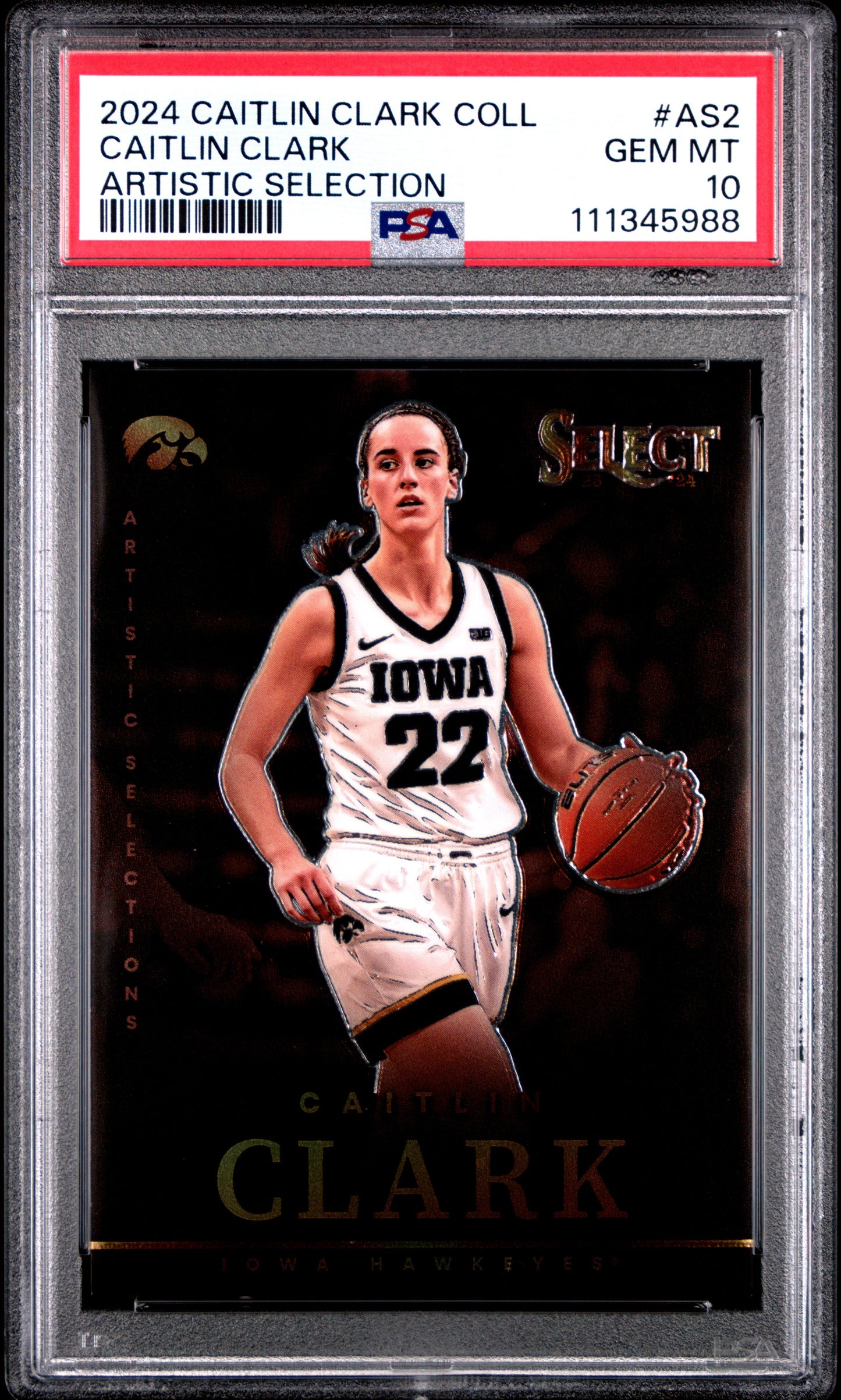 Graded 2024 Panini Caitlin Clark Collection Caitlin Clark #AS2 Artistic Selection Rookie RC Basketball Card PSA 10 Gem Mint