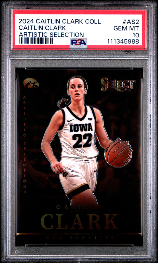 Graded 2024 Panini Caitlin Clark Collection Caitlin Clark #AS2 Artistic Selection Rookie RC Basketball Card PSA 10 Gem Mint
