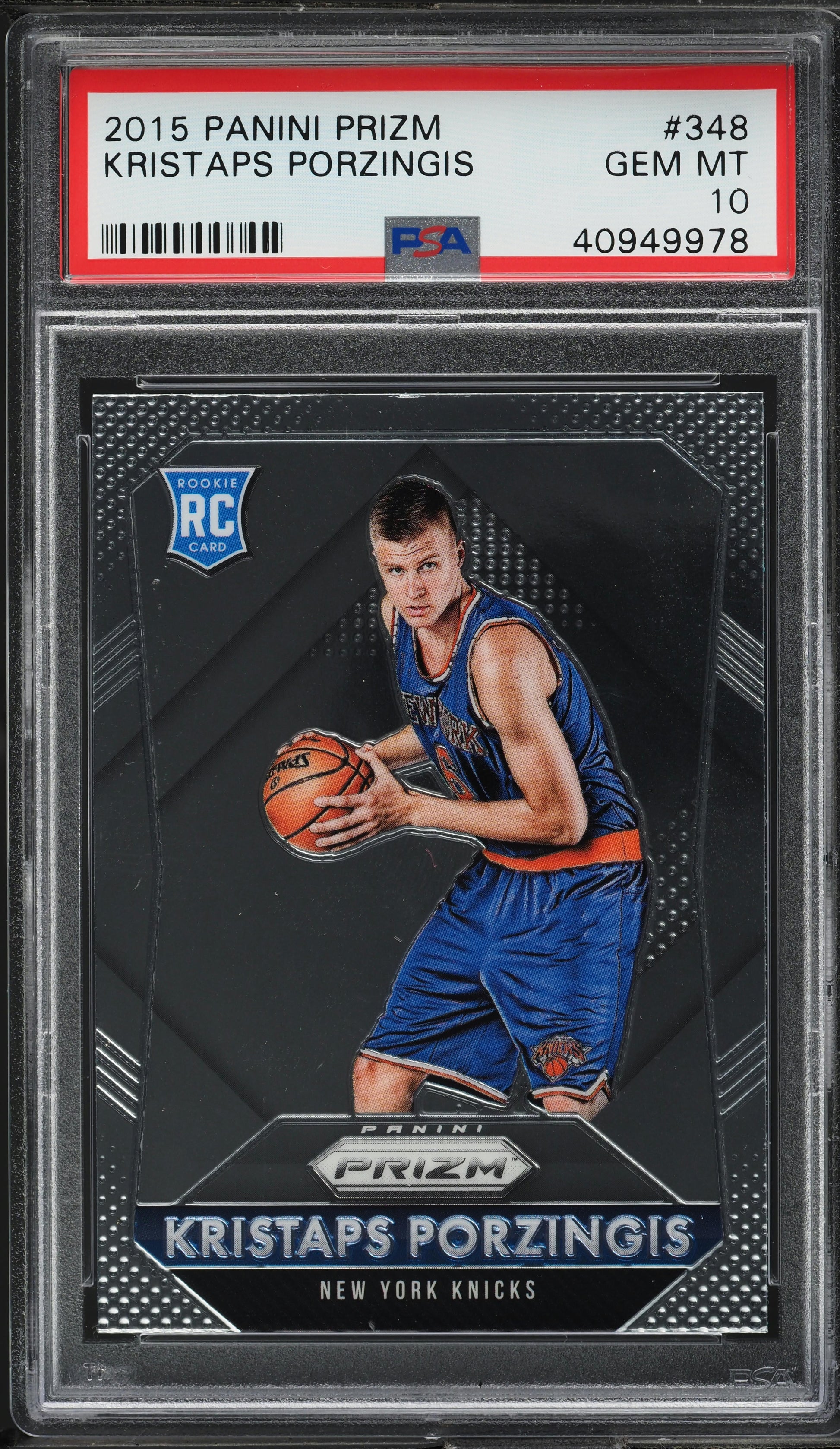 Graded 2015 Panini Prizm Kristaps Porzingis #348 Rookie RC Basketball Card PSA 10 Gem Mint - Sport Cards