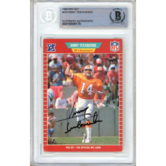 Vinny Testaverde Tampa Bay Buccaneers Signed 1989 NFL Pro Set Card Beckett Auth Auto