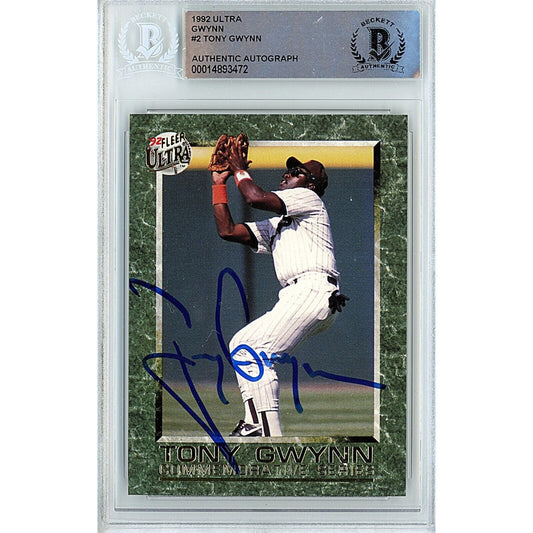 Tony Gwynn San Diego Padres Signed 1992 Fleer Ultra Baseball Card Beckett Auth Auto Slab