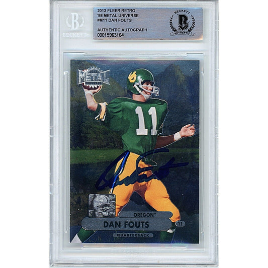 2013 Fleer Retro Metal Universe #M11 — Dan Fouts Oregon Ducks Autographed Trading Card — Beckett Authentication - Sport Cards