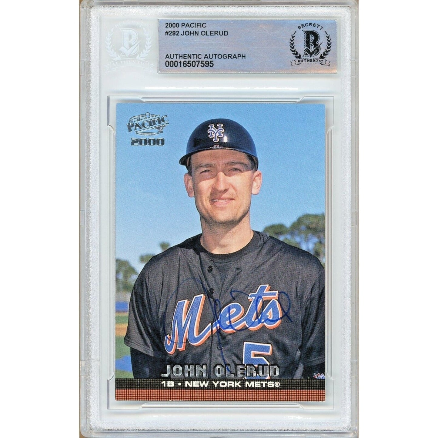2000 Pacific #282 — John Olerud New York Mets Autographed Trading Card — Beckett Authentication