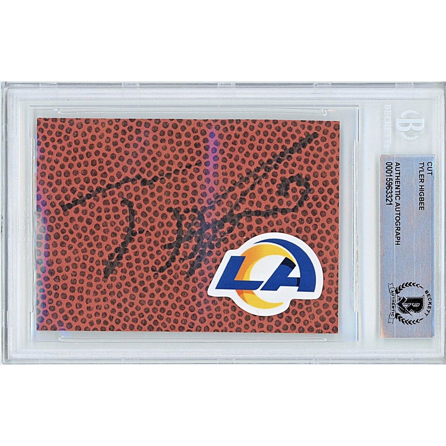 Tyler Higbee Los Angeles Rams Signed Football Signature Cut Beckett Authentic Auto Slab