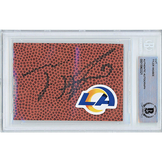 Tyler Higbee Los Angeles Rams Signed Football Signature Cut Beckett Authentic Auto Slab