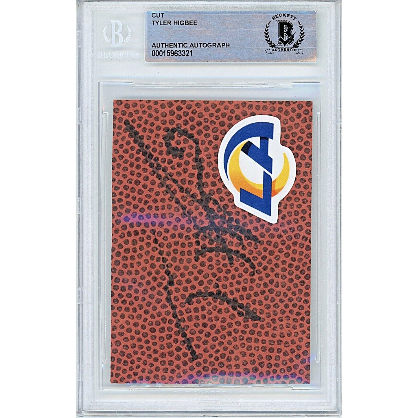 Tyler Higbee Los Angeles Rams Signed Football Signature Cut Beckett Authentic Auto Slab