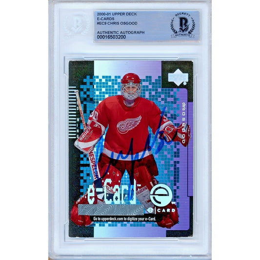 2000-01 Upper Deck E-Card #EC9 — Chris Osgood Detroit Red Wings Autographed Trading Card — Beckett Authentication