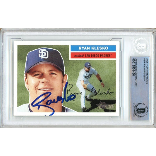Ryan Klesko San Diego Padres Signed 2005 Topps Heritage Card Beckett Authentic Auto Slab