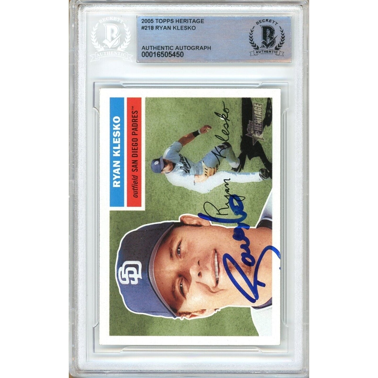 Ryan Klesko San Diego Padres Signed 2005 Topps Heritage Card Beckett Authentic Auto Slab