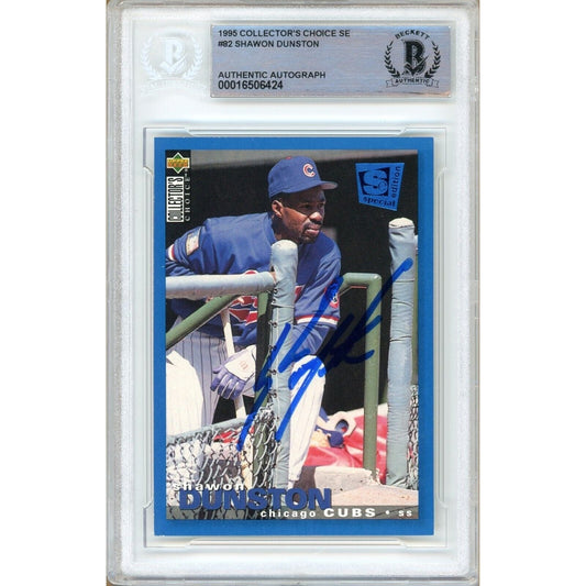 Shawon Dunston Chicago Cubs Signed 1995 Collectors Choice SE Card Beckett Auth Auto