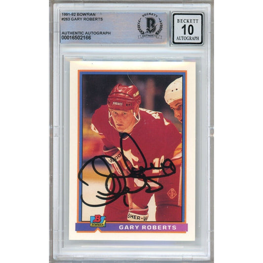 1991-92 Topps #263 — Gary Roberts Calgary Flames Autographed Trading Card — Beckett Authentication
