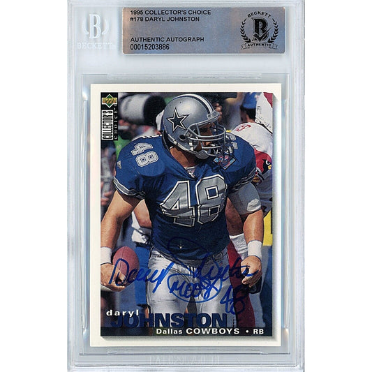 1995 UD Collectors Choice #178 — Daryl Johnston Dallas Cowboys Autographed Trading Card — Beckett Authentication
