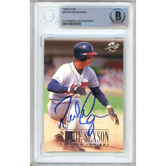 Richie Sexson Cleveland Indians Signed 1996 Fleer Excel Rookie Card Beckett Auth Auto Slab