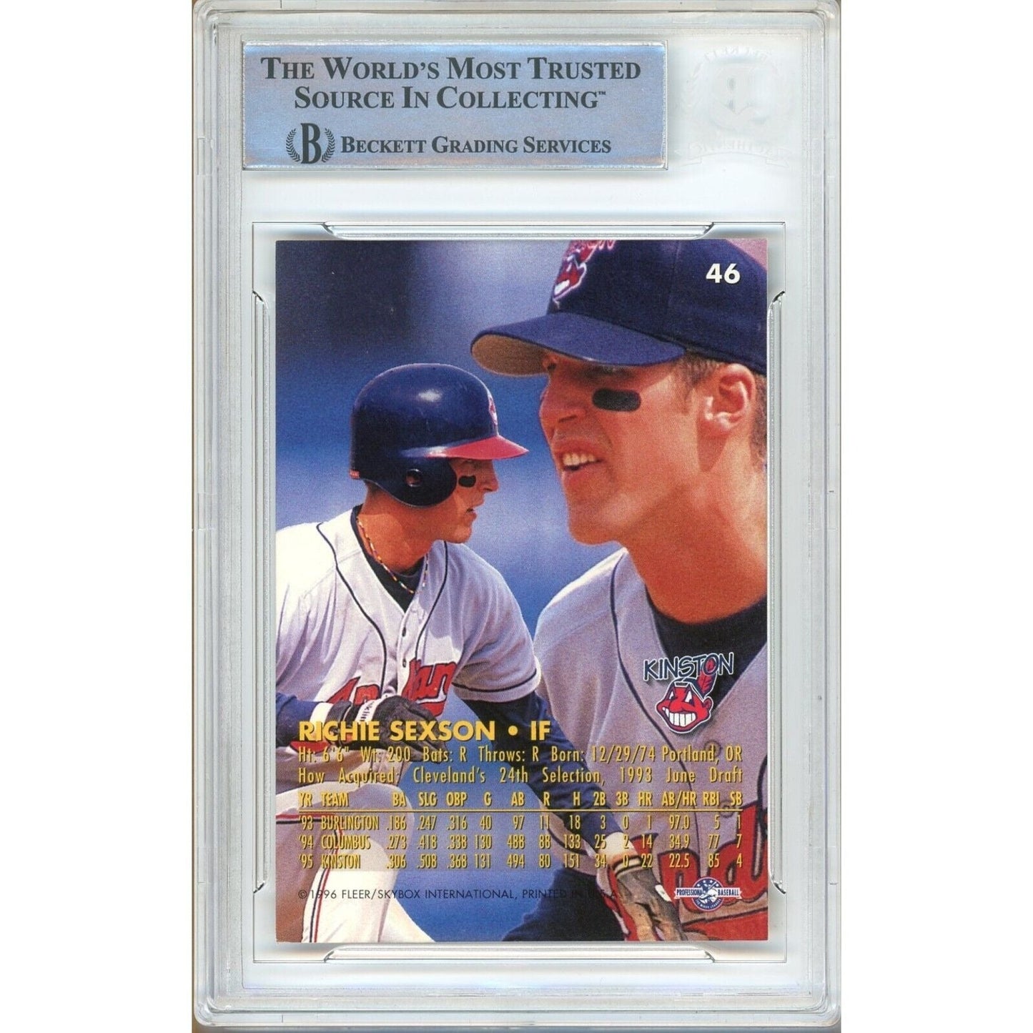 Richie Sexson Cleveland Indians Signed 1996 Fleer Excel Rookie Card Beckett Auth Auto Slab