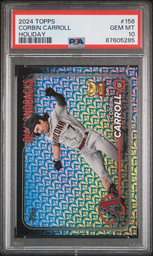 Graded 2024 Topps Corbin Carroll #156 Holiday Rookie Gold Cup Baseball Card PSA 10 Gem Mint