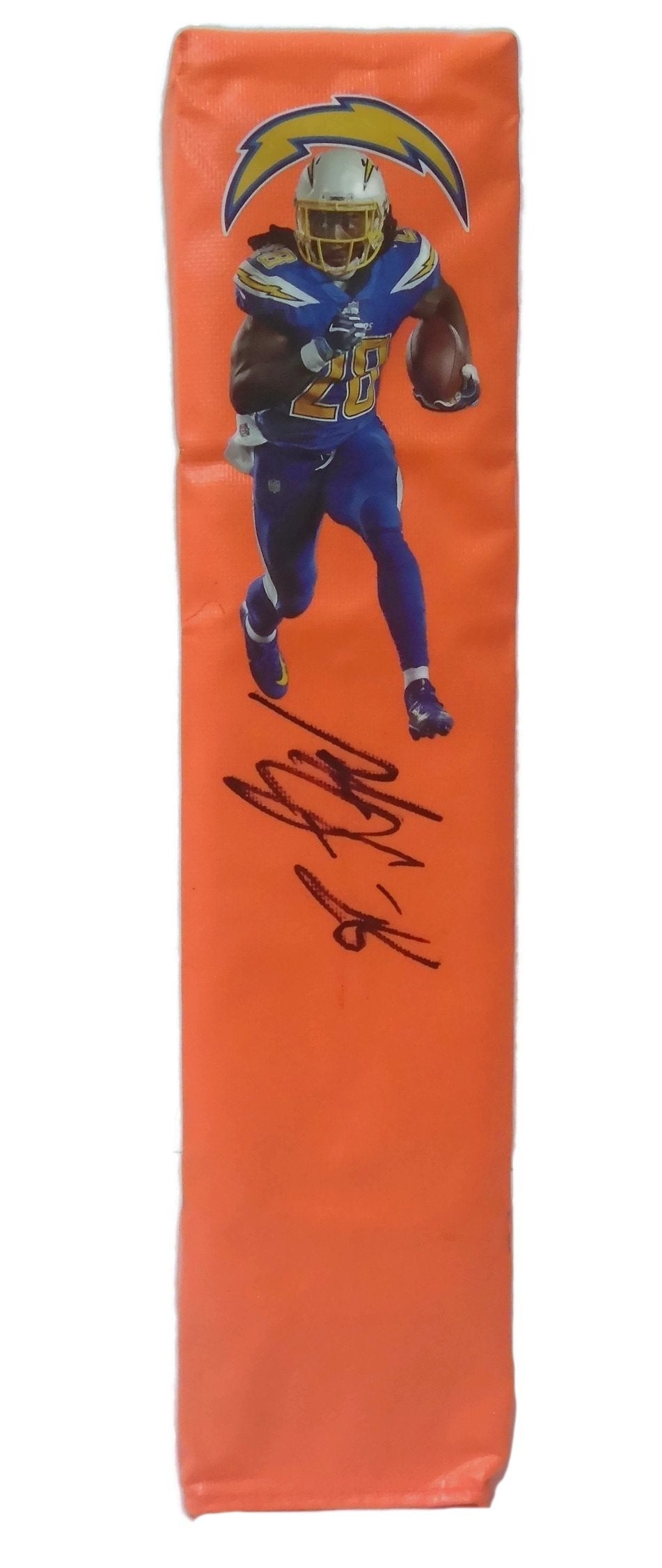Melvin Gordon Signed LA Chargers Photo Football End Zone Pylon, Proof, Beckett COA