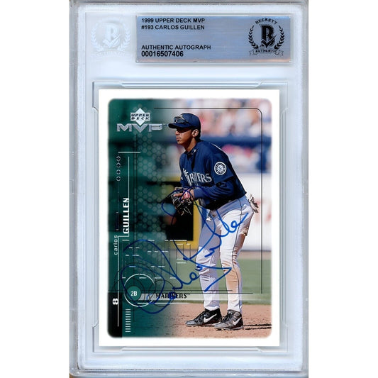 1999 Upper Deck MVP #193 — Carlos Guillen Seattle Mariners Autographed Trading Card — Beckett Authentication