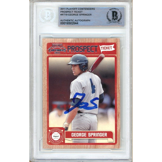 2011 Panini Playoff Contenders Prospect Ticket #RT19 — George Springer Houston Astros Autographed Trading Card — Beckett Authentication