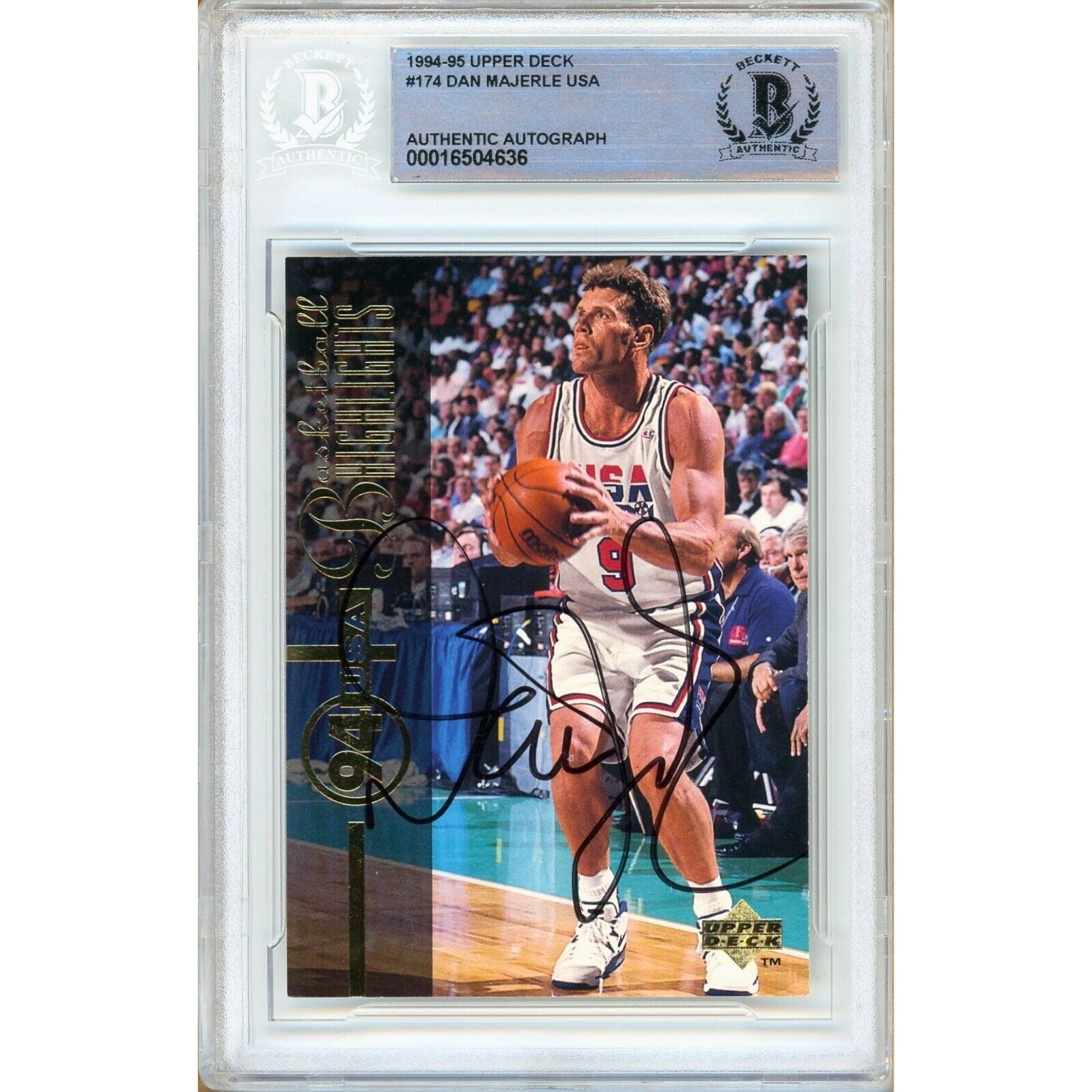 1994-95 Upper Deck #174 — Dan Majerle Team USA Autographed Trading Card — Beckett Authentication - Sport Cards