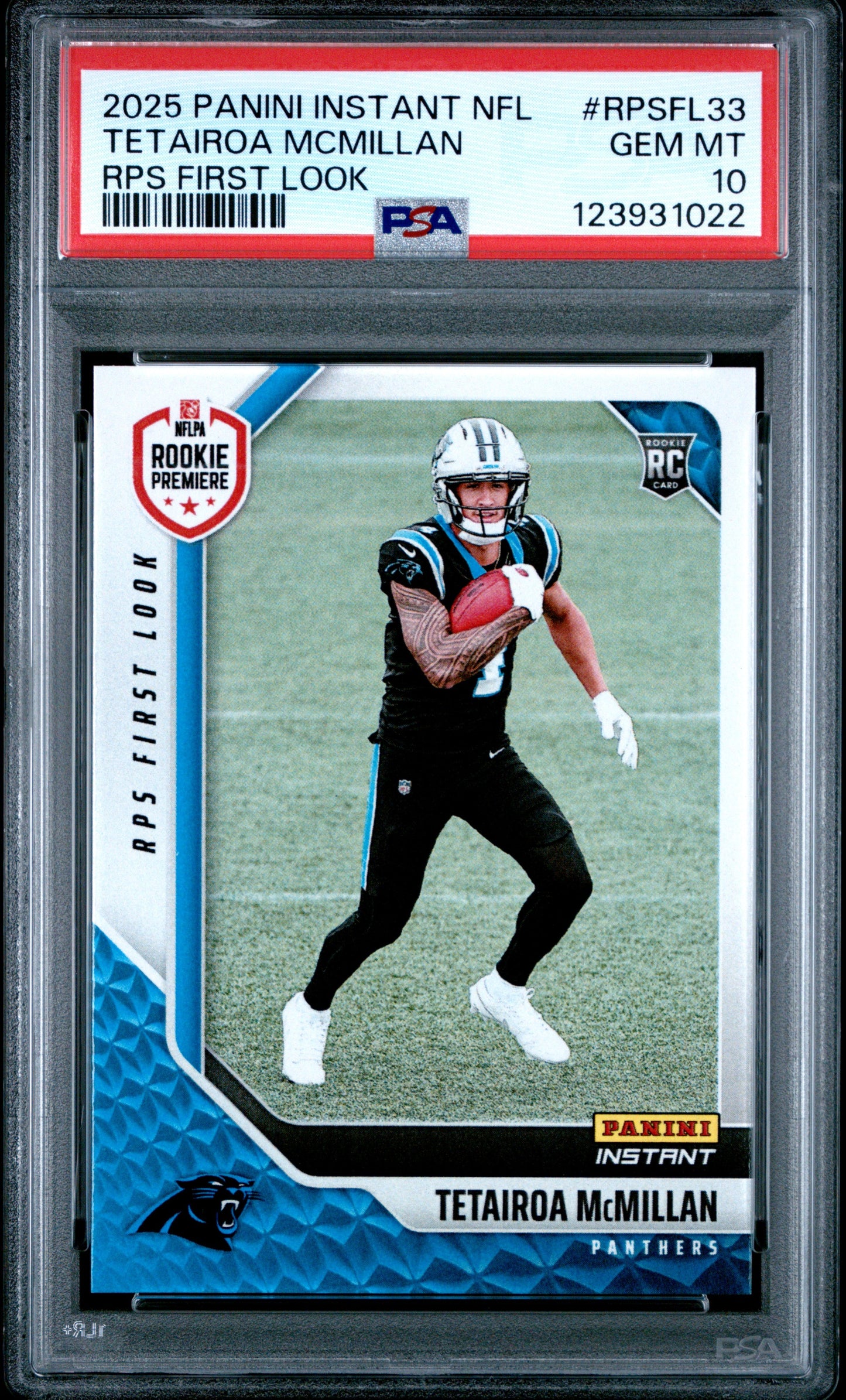 Graded 2025 Panini Instant Tetairoa McMillan #RPSFL33 RPS First Look Rookie RC Football Card PSA 10 Gem Mint - Sport Cards