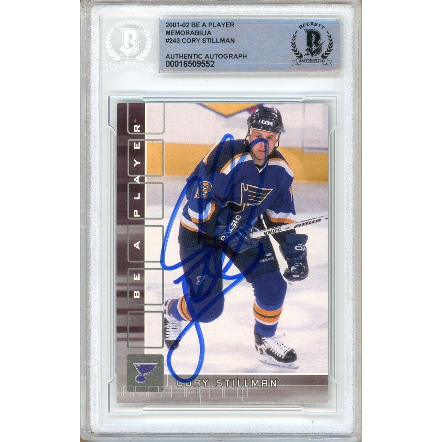 2001-02 BAP Be A Player Memorabilia #243 — Cory Stillman St. Louis Blues Autographed Trading Card — Beckett Authentication