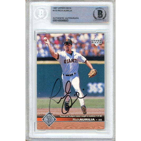Rich Aurilia San Francisco Giants Signed 1997 Upper Deck Card Beckett Authentic  Auto Slab