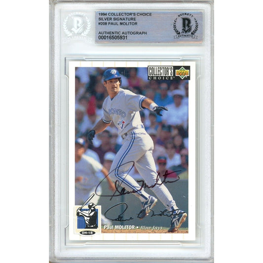 Paul Molitor Toronto Blue Jays Signed 1994 Collectors Choice Silver Card BAS Auth Auto Slab
