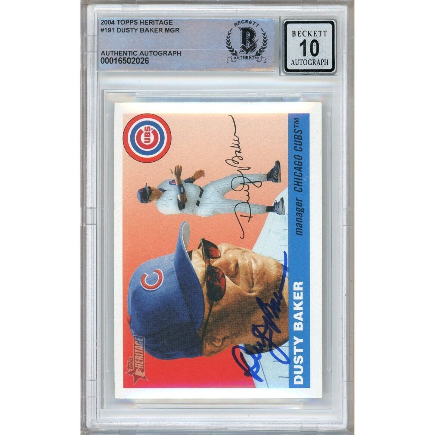 2004 Topps #191 — Dusty Baker Chicago Cubs Los Angeles Dodgers Autographed Trading Card — Beckett Authentication