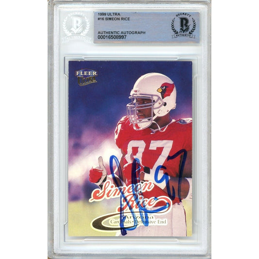 Simeon Rice Arizona Cardinals Signed 1999 Fleer Ultra Card Beckett Authentic Auto Slab