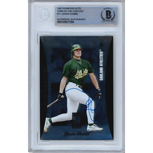 1997 Donruss Elite #11 — Jason Giambi Oakland Athletics Autographed Trading Card — Beckett Authentication