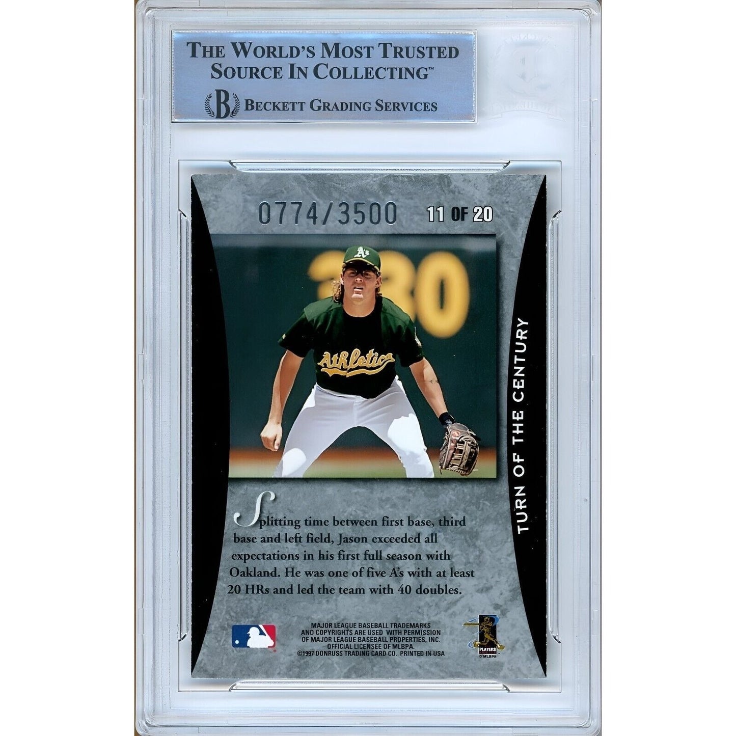 1997 Donruss Elite #11 — Jason Giambi Oakland Athletics Autographed Trading Card — Beckett Authentication